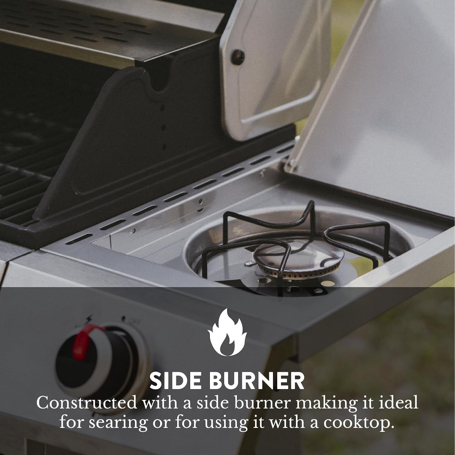 GasOne Deluxe 3 Burner Stainless Steel– Outdoor Cabinet Style with Side Burner - Wheels