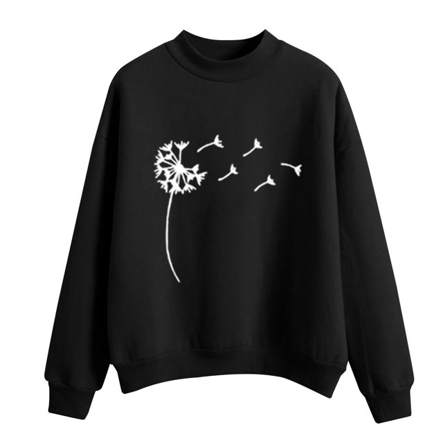 CEHVOM Femmes Mode Décontractée Imprimé Col Rond Ample Manches Longues Hauts Courts Blouse Chandails Sans Capuche Liquidation