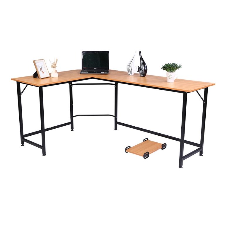 Ktaxon L-Shaped Computer Desk Corner PC Latop Table Study Office  Workstation Black