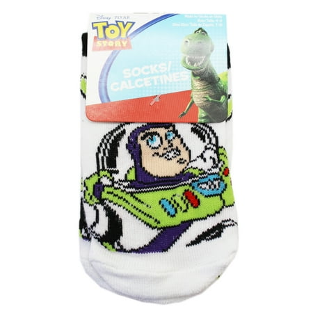 Disney Pixar's Toy Story Buzz Lightyear Kids White Socks (1 Pair, Size 4-6)