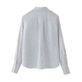 thumbnail image 3 of HH TRAF Camisa de rayas bordadas con cuentas a la moda para mujer, camisa elegante de cuello vuelto con una sola botonadura, camisa informal de calle, 3 of 4