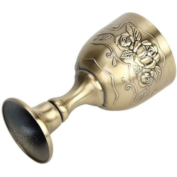 Wine Goblet, Vintage Copper Embossed Flower Chalice Liqueur