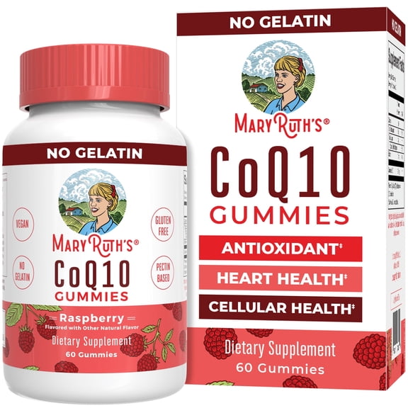 MaryRuth's CoQ10 Vegan Antioxidant Metabolism Gummies Raspberry, Adult, 60 Count