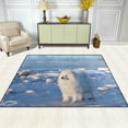 thumbnail image 3 of Coolnut Lightweight Soft Area Rugs, 80x58 inchWhite Fluffy Dog Samoyed Sits On The Ice Floor Mat for Kids Playing Room Hardwood Floor Living Room Nursery Rugs, 3 of 6