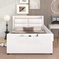 thumbnail image 3 of ARCTICSCORPION Twin Size Storage Headboard Modern Platform Bed with Footboard, Beige, 3 of 7