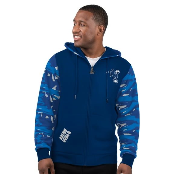 Men's Starter Royal Indianapolis Colts Thursday Night Gridiron Vintage Logo Full-Zip Hoodie