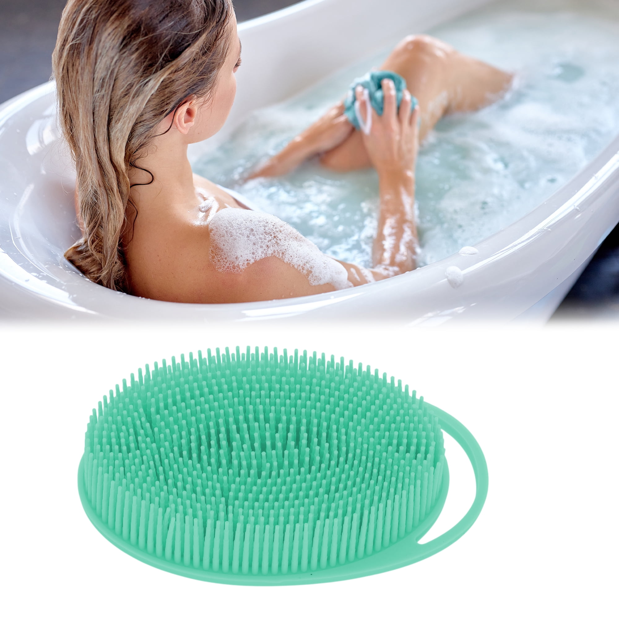 Unique Bargains Hangable Oval Bath Brush Shower Brush 1 Pc Green