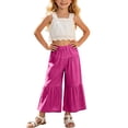 thumbnail image 2 of OGLCCG Girls Summer Outfit Sleeveless Lace Crop Tank Tops and Wide Leg Ruffle Pants Cute 2 Piece Clothing Set 2-8 Years, 2 of 9