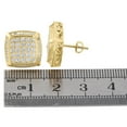 thumbnail image 4 of 10K Yellow Gold Round Cut Diamond Studs Halo Frame Square 14mm Earrings 1.34 Ct., 4 of 5
