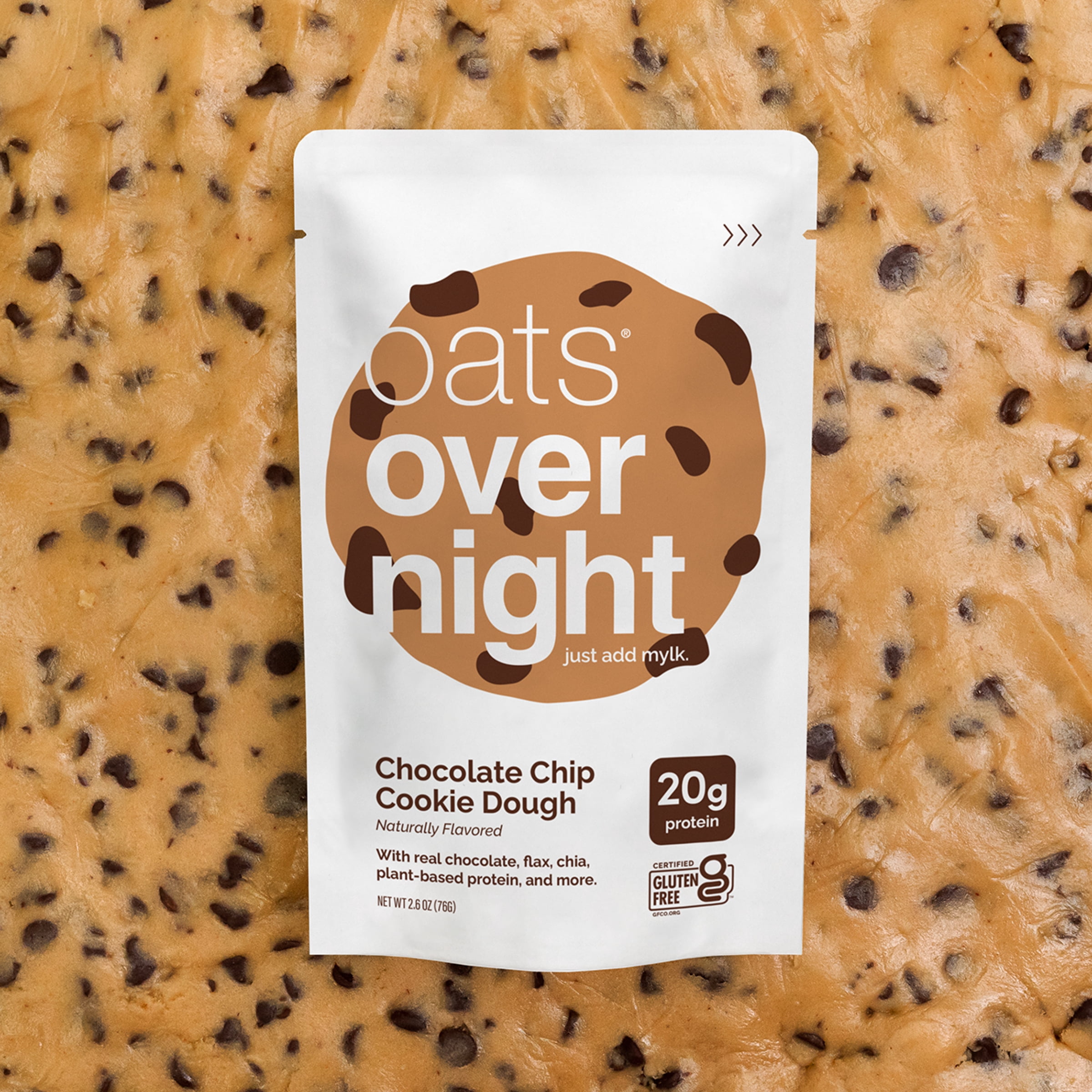 (10 pack) Oats Overnight Chocolate Chip Cookie Dough, High-Protein Oatmeal Shake, 2.6oz, 1 Pouch