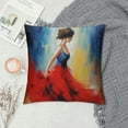 thumbnail image 2 of Fenyluxe Impressionism Art Woman in Red and Blue Dress Pillow Covers for Couch Sofa Indoor Outdoor, Short Plush, Car Couch Bedroom, 1PC 12x12in, 2 of 5