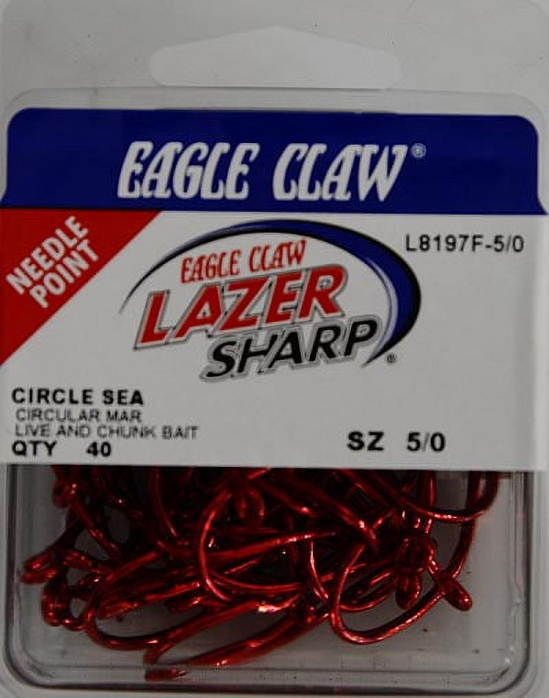 (3 pack) Lazer Sharp L8197F3-5/0 Circle Offset Hook, Sea Guard Red, Size 5/0, 40 Pack