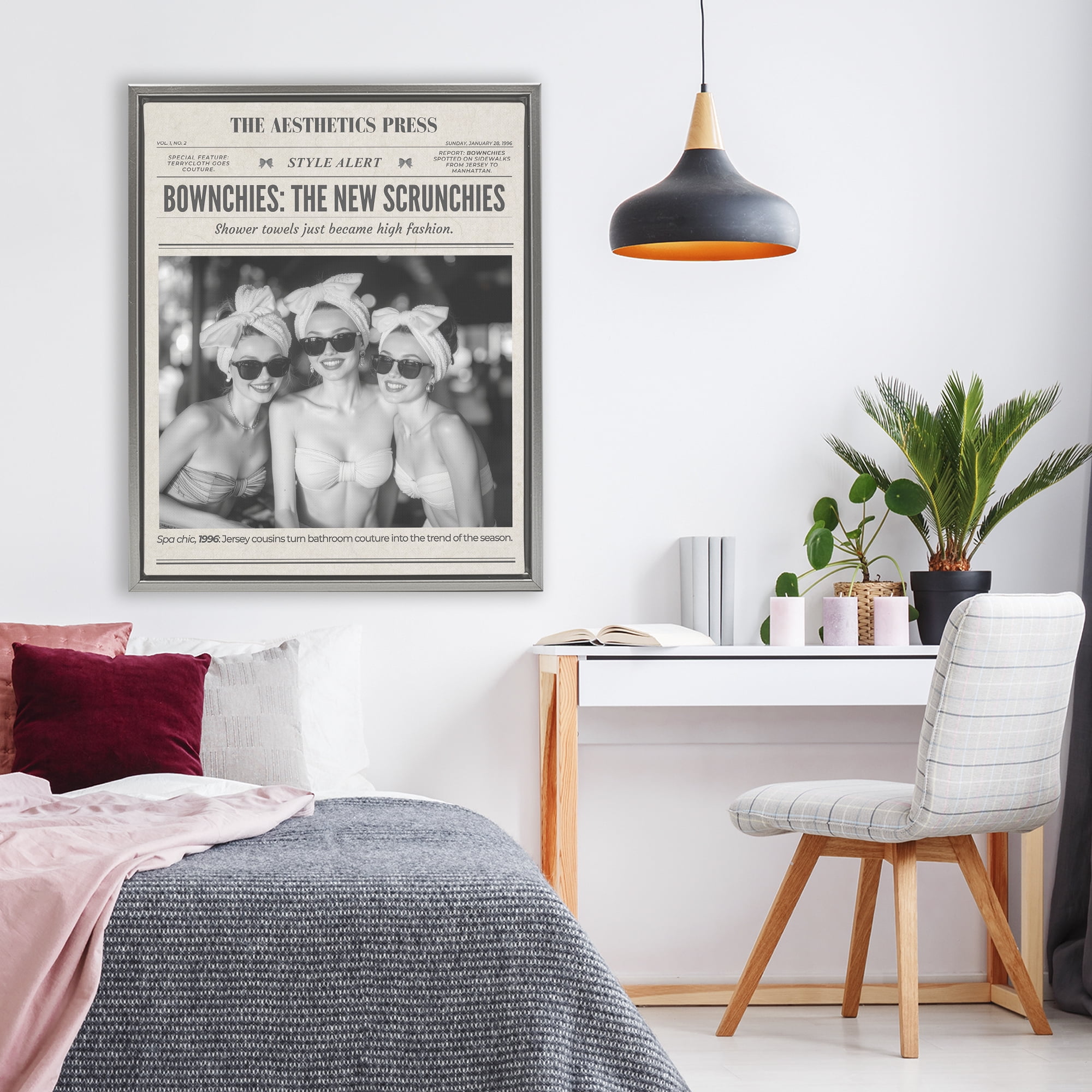 The Aesthetics Press Magazine Gray Framed Floater Canvas Wall Art, design by A Barefoot Stylist