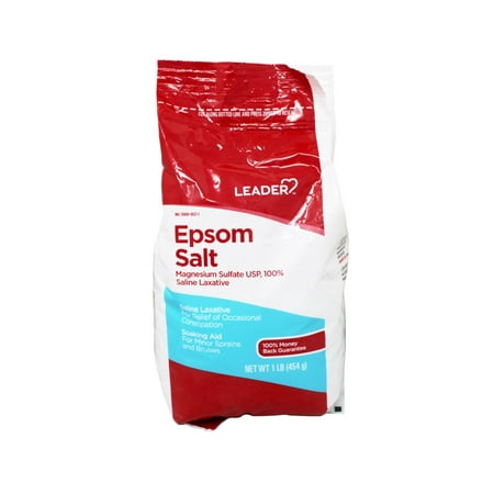 LEADER Epsom Salt Soaking Aid, Magnesium Sulfate Saline Laxative, Ideal for Relaxation, Muscle Recovery, Resealable Bag, 1 lb
