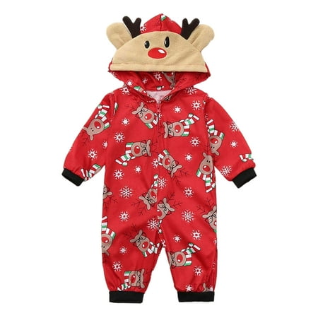 

Worallymy Christmas Elk Graphic Print Family Baby Kids Adult Bodysuit Set Loungewear