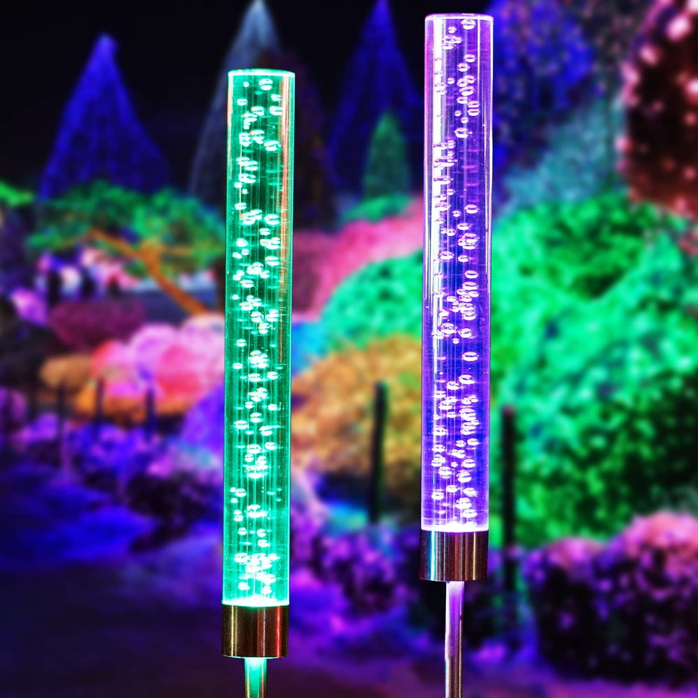 2pcs Garden Solar Lights Outdoor Solar Tube Lights Solar Acrylic Bubble