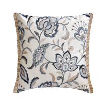 The HomeCentric Decorative Pillow Covers, Blue Pack of 2, 12x12 inch (30x30 cm) Pillow Covers, Linen Floral, Jute Lace Throw Pillows For Sofa, Nature & Floral Halloween Decorations - Morning Glories