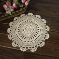 thumbnail image 2 of Gerich 1 Pcs 42 CM Insulation Pads,Round Lace Doily Handmade Placemats Vintage Table Cover Cotton Crocheted Coasters,Beige, 2 of 9