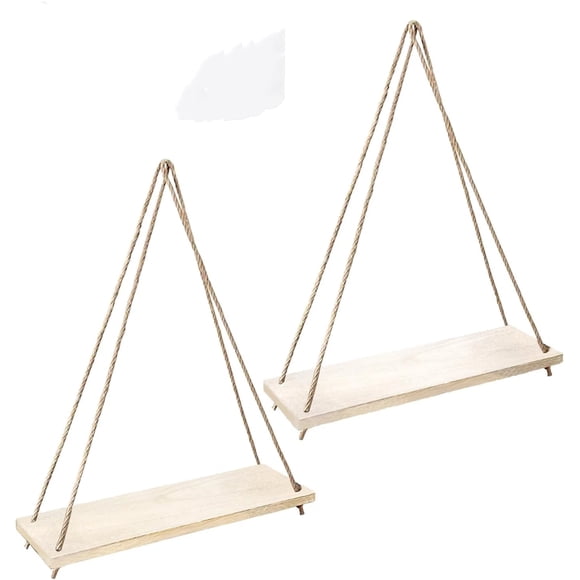 2pcs Hanging Shelves for Indoor Wall and Window - Floating Wall Shelves for Plant Display, Boho Style Home Decor.( 35*14cm)