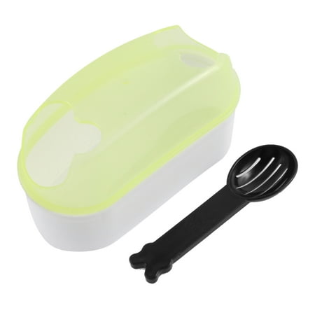 - Yellow White Plastic Pet Hamsters Doggy Food Water Feeding Bowl Dish