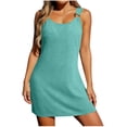 thumbnail image 2 of Women's Summer Dresses Solid Color Sleeveless Side Slit Dress with Slightly Fitted Swimsuit Cover Up Breathable Comfortable Casual Travel, 2 of 7