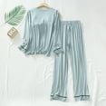 thumbnail image 4 of Miluxas 2 Pack Women's Pajama Set Clearance Long Sleeve Top with Jogger Pants Lounge Sets Sleepwear Loungewear Green L(L), 4 of 8