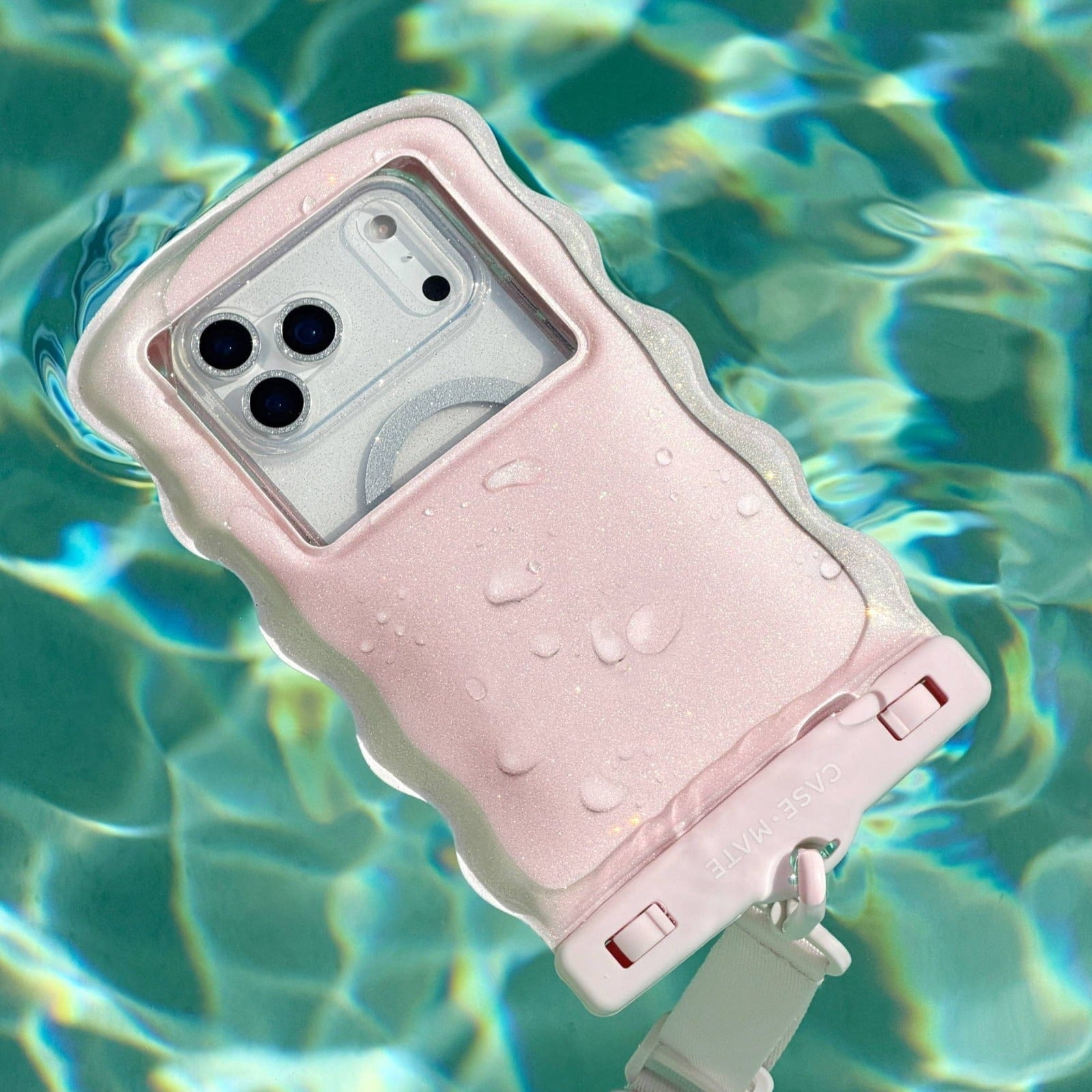 Case-Mate Wavy Waterproof Floating Pouch - Ballet Pink Twinkle