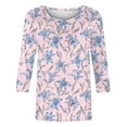 thumbnail image 6 of Jsaierl Women's 3/4 Length Sleeve Tops Plus Size Crew Neck Shirts Trendy Graphic Petite Blouses Going Out Cotton Tunic Top S-5XL, 6 of 6