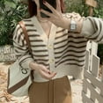 thumbnail image 2 of Striped Cardigan for Women Long Sleeve Striped Sweater Button Knitted Open(Uniform Size), 2 of 5