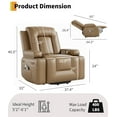 thumbnail image 2 of IDEALHOUSE Sofa Bed Tan Oversized 360° Rocker Swivel Recliner Chair, 27in Wide PU Leather Manual Recliner with 1.5X Sponge Filling, Easy Recline, Support Up to 400 lbs for Living Room and Bedroom, 2 of 8