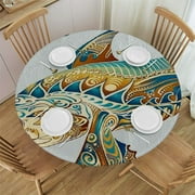 Akjvoe Small Round Tablecloth, Abstract Washable Polyester Table Cloth for, Hammer Head Shark Underwater Sea Ocean, For Wedding Party Dining Banquet Use