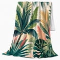 thumbnail image 2 of Tropical palm leaves botanical cream Flannel Blanket for bedroom sunroom living room reading nook Home Decor coastal greenery palm garden art Gift for plant lovers, 2 of 9