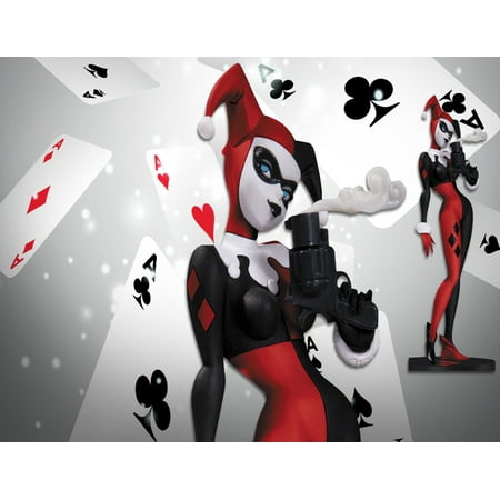 Harley Quinn Ace Cards Smoking Gun Edible Cake Topper Image Abpid00093v2