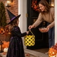 thumbnail image 4 of Treat Container Yellow Pumpkin Print Fabric 9X9 Inch 1 Pack for Student Trick Or Treat Halloween Party Supplies, 4 of 8