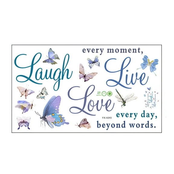 LAMIRO Inspirational English Butterfly Wall Stickers Colorful Butterflies Wall Sticker,Simplicity Butterfly English Words Wall Decal Vinyl Art Mural for Girls Bedroom Nursery Living Room 13.8x23.6in