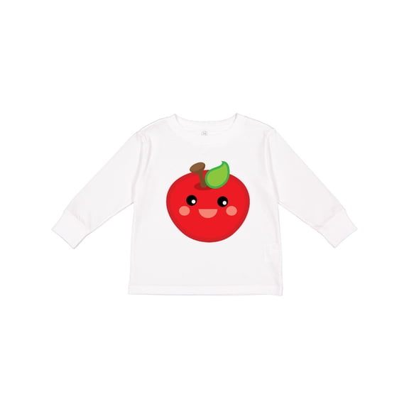 Inktastic Smiling Apple Boys or Girls Long Sleeve Toddler T-Shirt