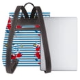 thumbnail image 3 of Balery Red Funny Crab on Blue Stripe Mochila de Cuero para Mujeres, Gran Capacidad, Bolsa de Viaje Multifuncional, Mochila de Cuero y Bolsa de Hombro para Mujeres, 3 of 4
