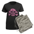 thumbnail image 5 of CafePress - Worn Pink Skull And Crossbones Women's Dark Pajama - Women's Short Sleeve Print T-Shirt and Pants Dark Cotton Pajama Set, 5 of 7