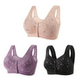 thumbnail image 2 of NSLGXD Plus Size Daisy Bras for Older Women 3 Pack Push Up No Underwire Brassiere Wireless Full Coverage Bra Front Closure Everyday Bras, 2 of 6