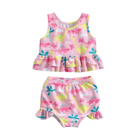 

GWAABD Baby Girl Bathing Suit Pink Cotton Kids Toddler Baby Girls Spring Summer Cartoon Floral Cotton Short Sleeve Beach Swimwear Swinsuit Outfits Clothes 90