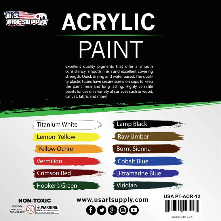 Acrylic Paint Set with Palette, Non-Toxic Acrylic Paints for Canvas Painting,  Rock, Rich Pigments Professional Quality for Artists, Hobby Painters,  Beginner Kids & Adults(24 Colors x12ml) : : Arts & Crafts