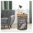 thumbnail image 5 of Exlonjet Nesting End Table with Storage, Side Tables Wire Basket Table with Lid 3 Set, Round End Table with Removeable Top and Steel Frame for Living Room, Bedroom, Office, Rustic, 5 of 7