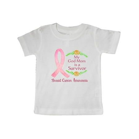 

Inktastic My God Mom is a Survivor Breast Cancer Awareness Gift Baby Boy or Baby Girl T-Shirt