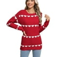 thumbnail image 3 of Heart Sweater for Women Valentine's Day Cute Crewneck Sweaters Casual Loose Lightweight Knit Pullover Jumper Tops Shermie, 3 of 6