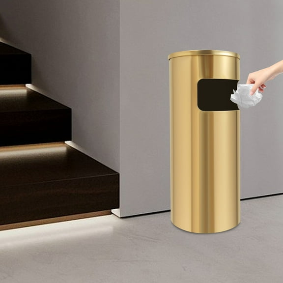 Trash Can Waste Bin Stainless Steel Waste Bin with Removable Inner Bin for Yards, Terraces, Garden, Restaurants