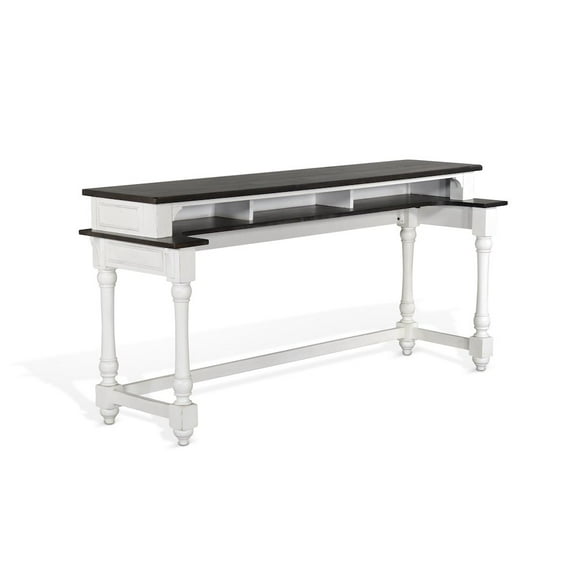 Sunny Designs Carriage House 76" Wood Console Table in White/Dark Brown