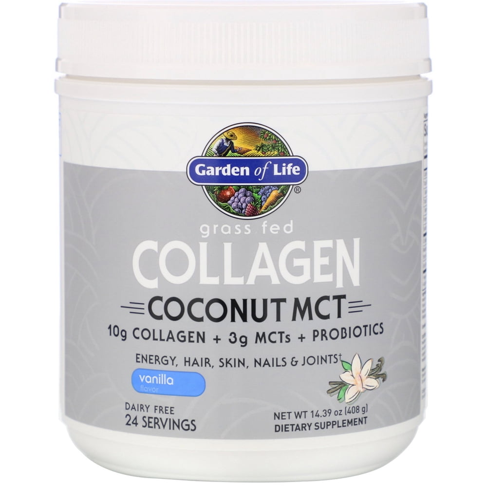 Garden of Life Grass Fed Collagen, Coconut MCT, Vanilla, 14.39 oz (408