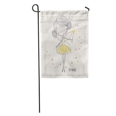 SIDONKU Princess Cute Little Fairy Nursery Kid Doodle Baby Line Elf Garden Flag Decorative Flag House Banner 12x18 inch