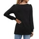 thumbnail image 5 of Camiseta con cuello cuadrado para mujer, Tops de manga larga plisados de Color puro informal de moda para ir de compras en el trabajo, negro M, 5 of 7