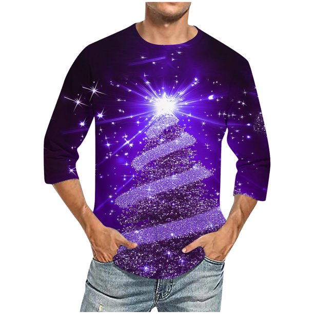 Camisas de Manga Larga para Hombres Imprimir Casual Cuello Redondo Blusa de Manga Corta, Camisas de Lino para Hombres